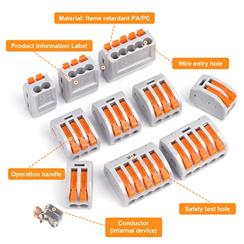 flintronic Kabelverbinder, 40 Stück Klemme mit Betätigungshebel, 4mm² Leiter Klemme, Elektrische Anschlussblöcke,Verbindungsklemme, Aktualisierte Versionen Können Frei... – Bild 3