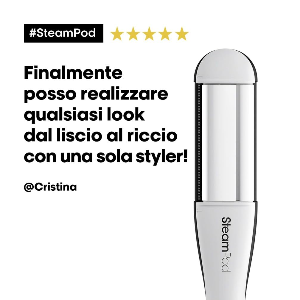 L'Oréal Professionnel Paris | SteamPod 4, Piastra per Capelli Professionale Tutto in Uno, Con Tecnologia a Vapore, Per Qualsiasi Look dal Liscio al Riccio, Per Tutti i Tipi di Capelli