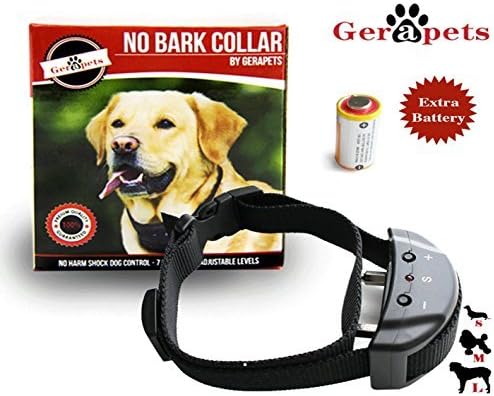 No Bark Collar Kit - Training Dog Collar, 2 Batteries, Clicker/Whistle & eBook - 7 Adjustable Sensitivity Levels of Warning Sounds & Mild Shock Modes - Safe & Suitable for 15-120 Lbs