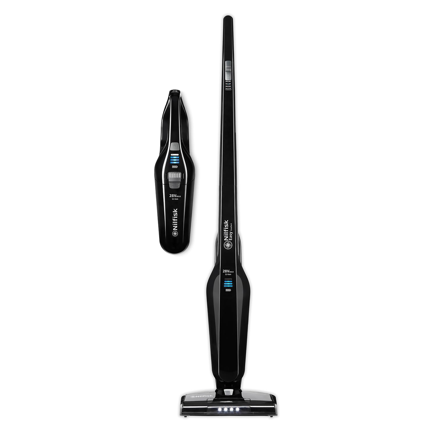 Nilfisk Aspirapolvere Easy 2 in 1 - Aspirapolvere Verticale e Portatile - Senza Filo e Senza Sacchetto per Pavimenti, Tappeti e Scrivanie - Nero (28 V)