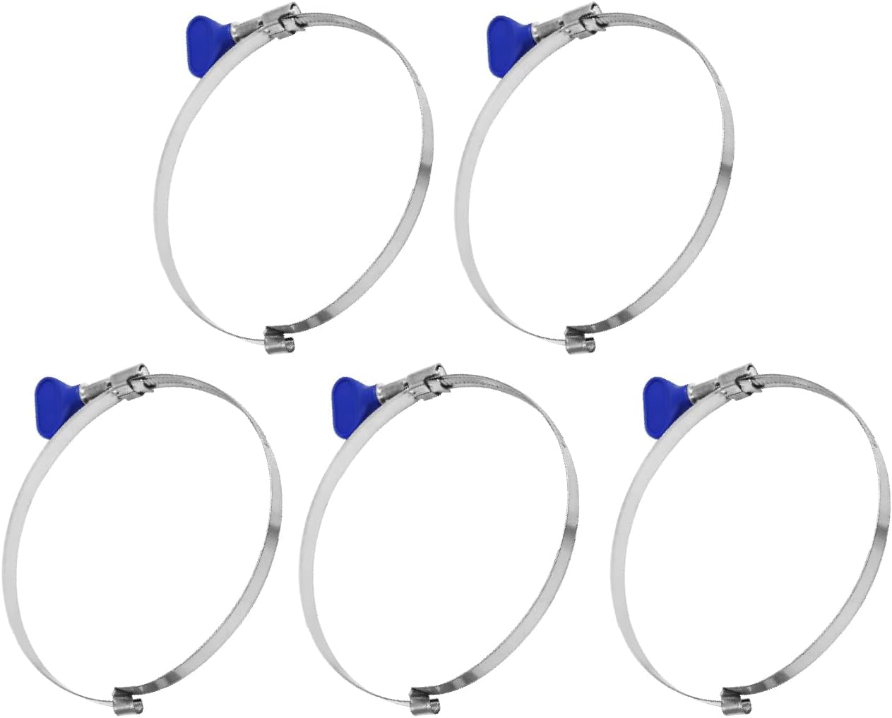 POWERTEC 70224 2-1/2 Inch Left Hand Keyed Bridge Hose Clamp, Thumb Screw Key Adjustable Stainless Steel Hose Clamps for Dust Collection, Dust Collector and Dryer Vent Hose, 5 pack