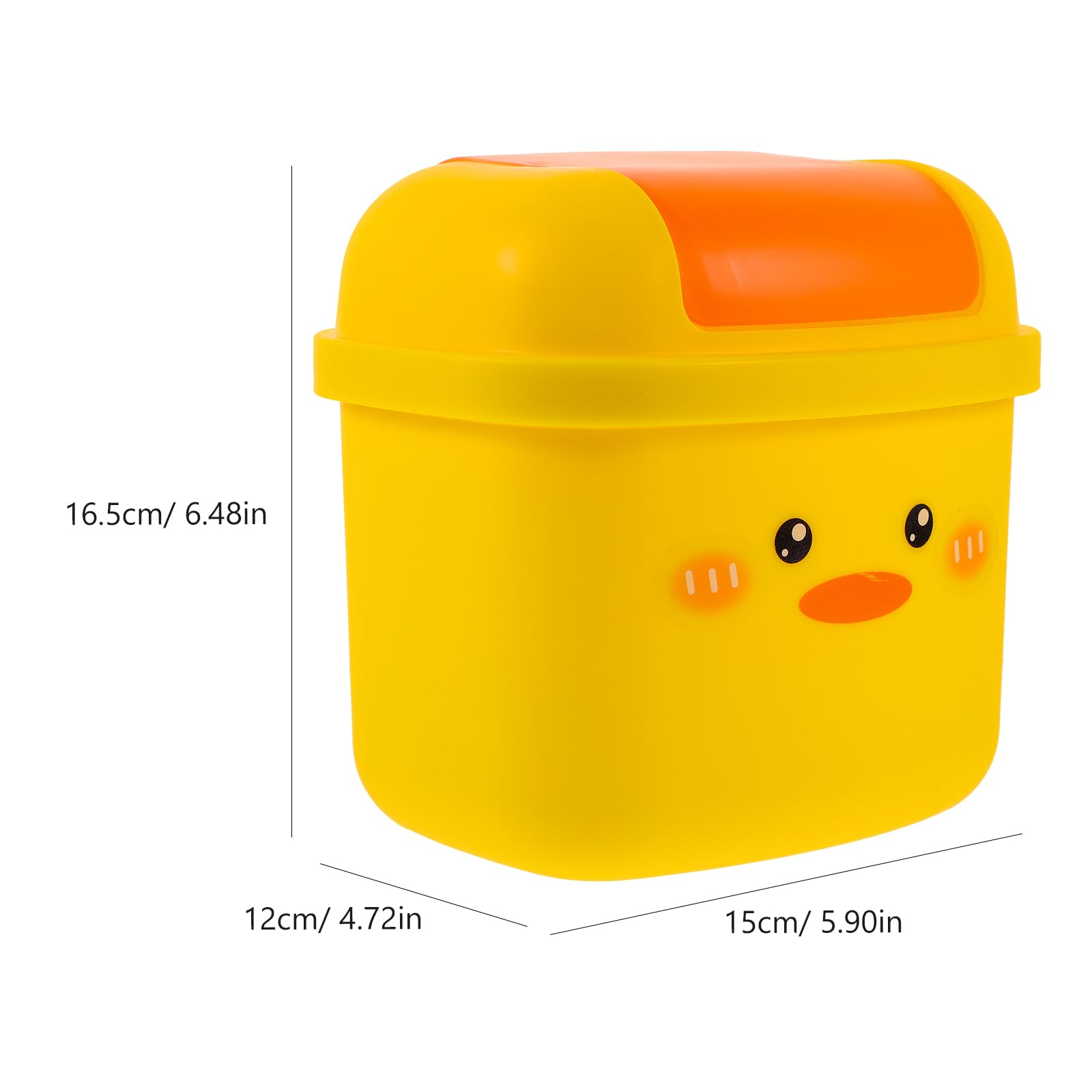 Cute Little Yellow Duck Mini Trash Can — Small Desktop Bin With Lid For Home Or Office - View #9