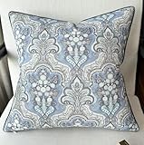 YugTex Ornate Scroll Print Throw Pillow Cover - 20x20 Inch Cotton Blend - Monaco