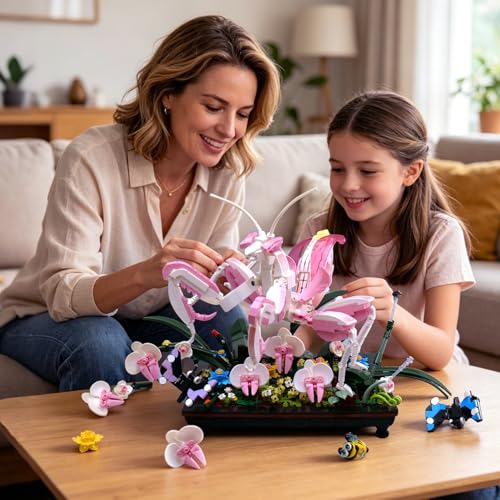 GXJTYYBS Orchid Praying Mantis Flowers Bonsai Building Set, MOC Insects Nature Inspired STEM Kit for Adults, Stunning Desk Decor for Home/Office, for Boys Girls Aged 8-16+ 1077PCS - Image 6