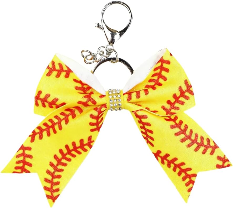 Todu Sports Ball Keychain Football Baseball Softball Basketball Soccer Key Chain Bow Keyring Sport Fans Gift Accessories