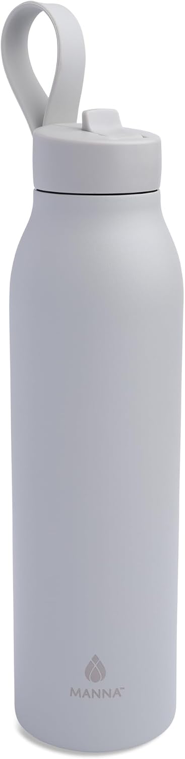 Manna Bonnie Modern Flip Insulated Stainless Steel Bottle with Straw Lid and Carrying Loop - 20 Oz - Mint Frost