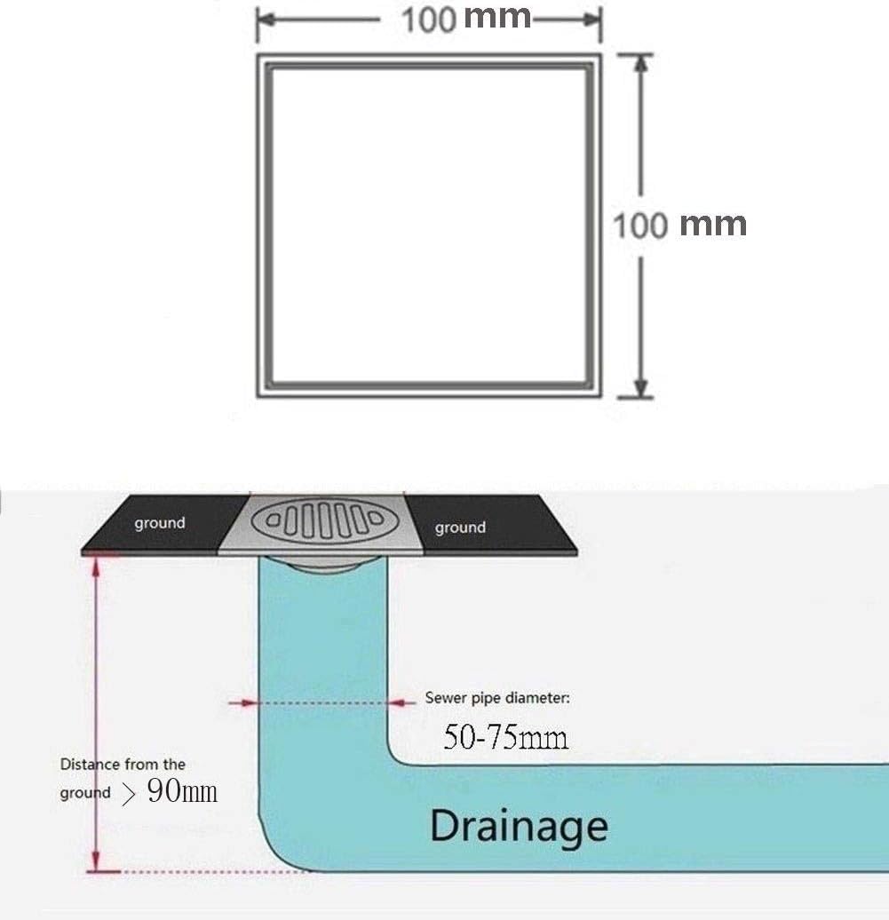 Bonde De Douche en Laiton Noir De 10 Cm avec Filtre à Cheveux Et Couvercle Amovible - Idéale pour La Salle De Bain, La Cuisine, Le Garage Et Le sous-Sol - Design Durable Et élégant B