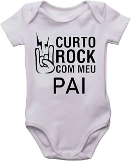 Body infantil eu curto rock com meu pai bodi bori bebê neném Cor:Branco;Tamanho:G