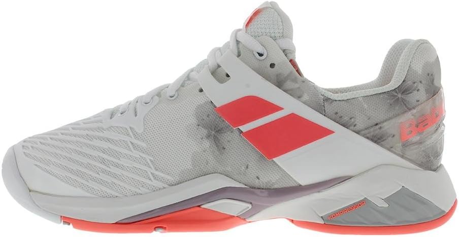 Babolat Women`s Propulse Fury All Court Tennis Shoes White and Fluo Strike (6)