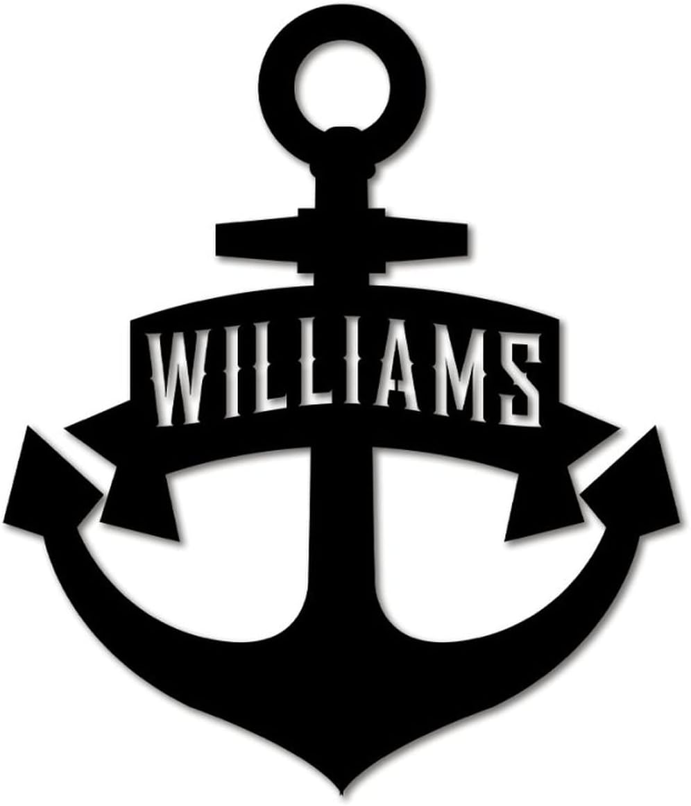 Laser Cut Metal Sign Personalized Anchor Decoration with Name Iron Art Wall Sculpture Hanging Plaque for Home Decor for Farmhouse Porch Yard Garden Gate 24inch