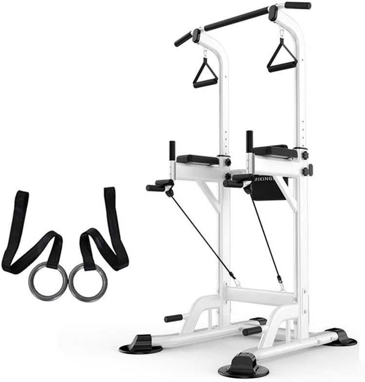 HUAHUA Safety Fitness, Power Tower, Chin-Up Bar, Multifunctional Muscle Strength Training Equipment, Multi-Position Adjustment, Universal for The Family, White