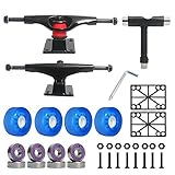 Jizmo Skateboard Trucks, High Rebound Skateboard Cruiser Wheels 60mm, Skateboard Bearings ABEC-11, Skateboard Tool, Skateboard Pads, Skateboard Hardware Combo Starter Set(Blue)