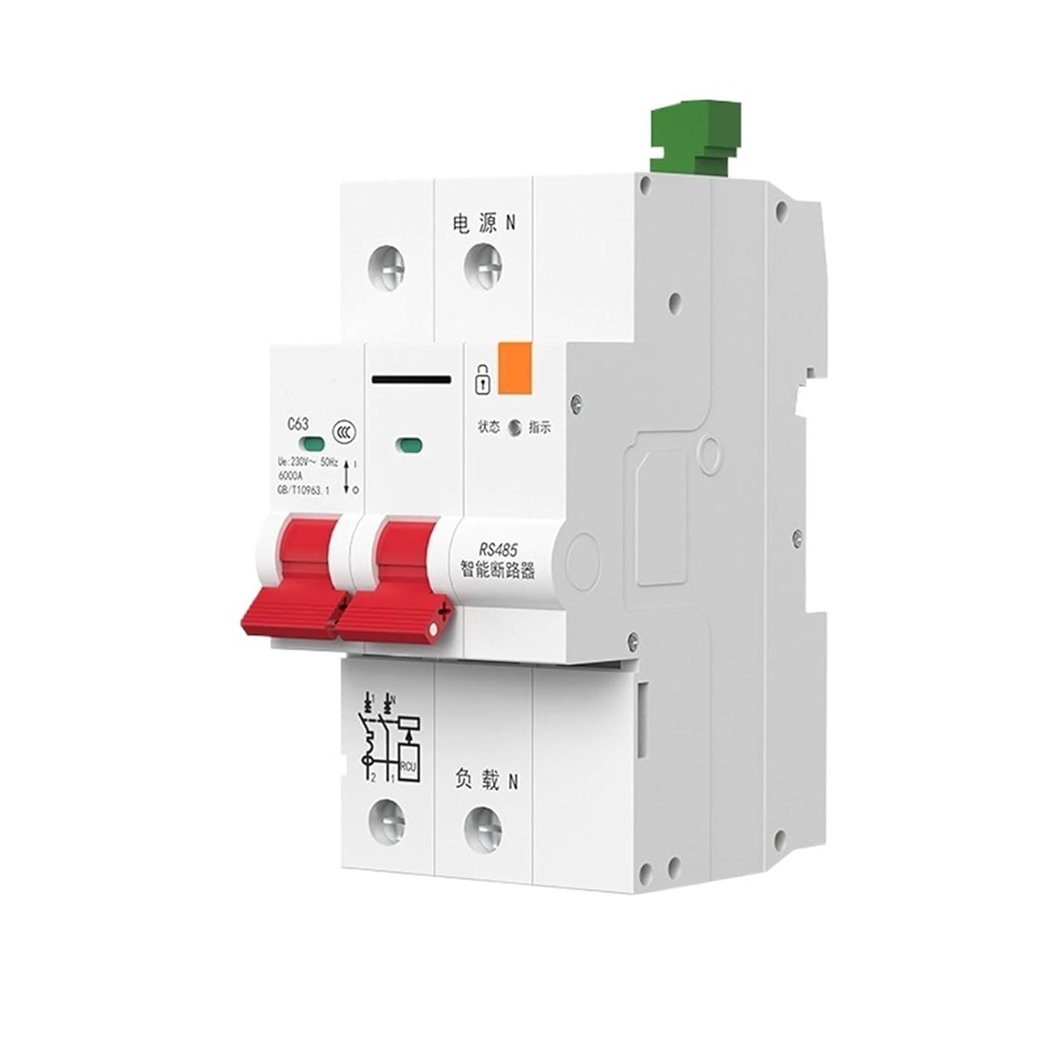 RS485インテリジェント回路遮断器Modbusオープンプロトコル通信リモートコントロールインテリジェント回路遮断器自動再閉路(1P