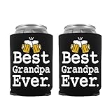 YouFangworkshop Funny Beer Can Sleeve Coolers, Best Grandpa Ever Beer Coolers Set for Men Grandfather Fathers Day Retirement Christmas Birthday Party Decoration Gift, 2-Pack