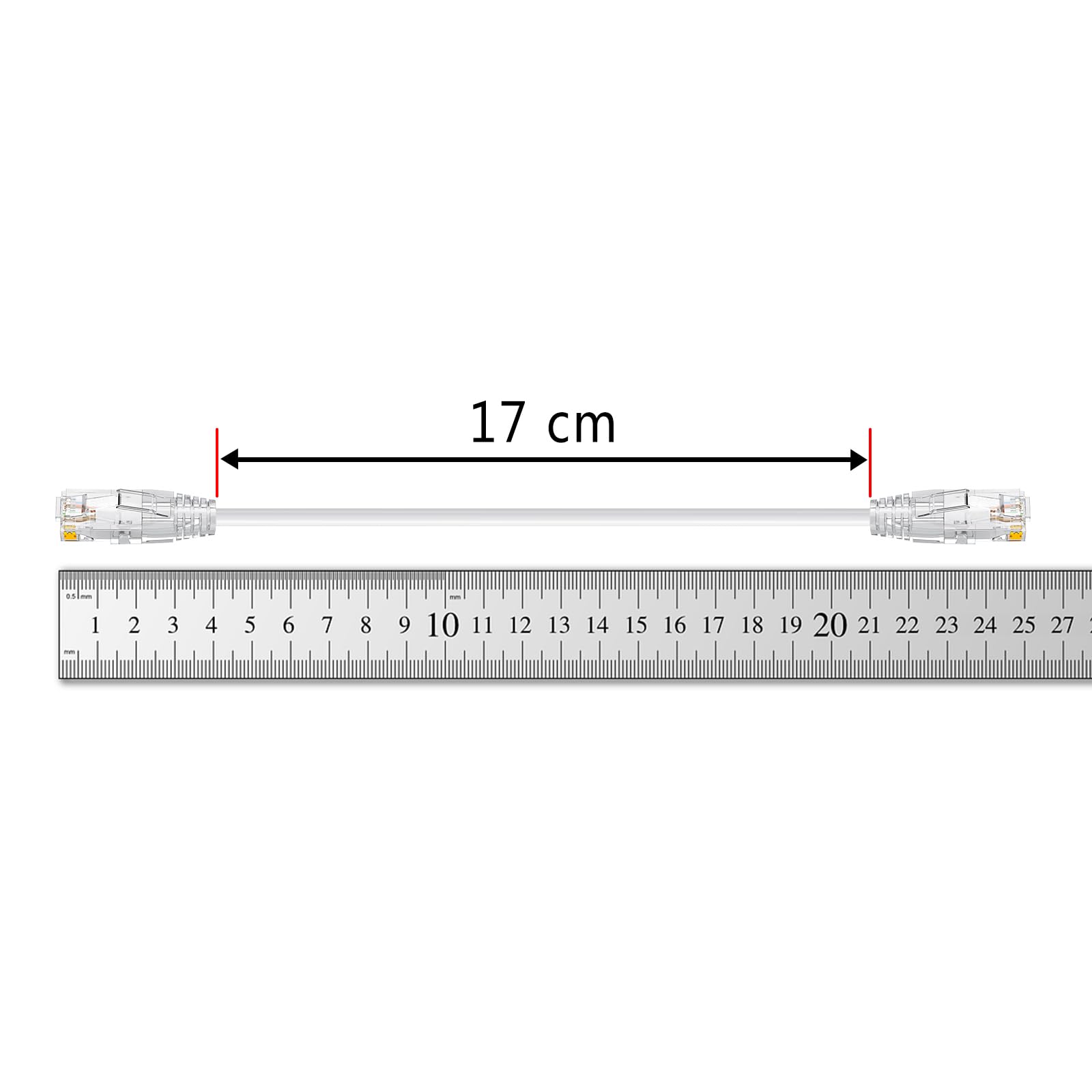 Ercielook Cat6a kabel krosowy 0,25 m długość całkowita (5 sztuk), kabel Cat6a biały Lan, 10 Gbps 550 MHz, kabel sieciowy o dużej prędkości, 28AWG czysta miedź, krótki kabel Ethernet