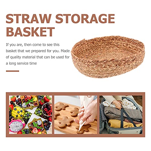 Angoily Rodada Rattan Tecido Cesta De Frutas De Vime Artesanal de Alimentos Bandeja Organizador Titu