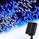 イルミネーション 屋外 ソーラー 500球 クリスマス ストレート 屋外用 イルミネーションライト ソーラーイルミネーションライト イルミネーション クリスマス おしゃれ 庭 ガーデンライト ツリー led 自宅 玄関 ベランダ 電飾 装飾 (ブルー×ホワイト)