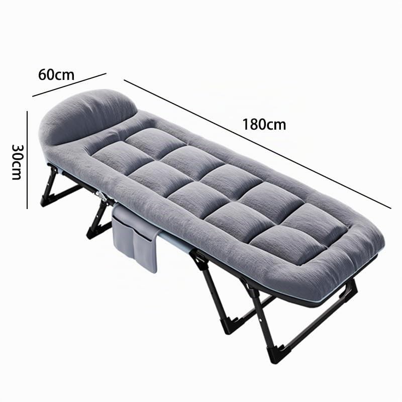 HUOLE Lit de Camp Pliable 1 Personne, Capacité de Charge 200Kg Lit Pliant avec Matelas, Dossier RéGlable, Convient pour Le Jardin, Les Bains de Soleil et Le Bureau, 180 cm - 8 Pieds - Gris