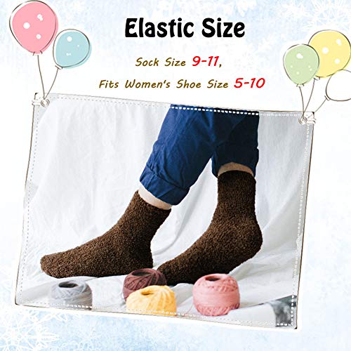 Image of LANLEO 5 /6 Pairs Womens Super Soft Fuzzy Plush Warm Winter Home Sleeping Slipper Socks