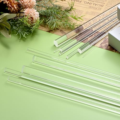 Image of M METERXITY 2-Pack Acrylic Round Rods, 11.8 x 0.51 Inch / 300 x 13 mm Clear Acrylic Dowel Rods Sticks Plastic Sticks Strip for DIY Crafts Lighting Gardening Decorations
