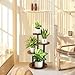 GEEBOBO 3 Tier Plant Stand Indoor, Metal Wood Plant Stands For Indoor Plants Multiple, Corner Tiered Flower Plants Shelf Stand for Living Room Bedroom, Brown
