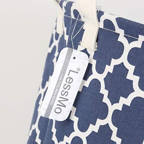 LessMo 2Pcs 19.7" Laundry Hamper, Collapsible Storage Basket With Easy Carry Handles, Waterproof Round Cotton Linen, for Baby Products, Toys, Bedroom Hamper (LUCKY, Thickened 19.7"/Large)
