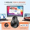 MEETION Left-Handed Ergonomic Mouse, Wireless Vertical RGB Rechargeable Mouse, Bluetooth(5.2 + 3.0) & USB-A with USB-C Adapter 4 Adjustable DPI Mice for Mac/Windows/PC/Tablet/iPad Black