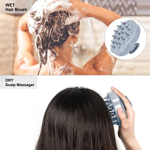 Heeta Hair Scalp Massager Shampoo Brush 2 Pack, Soft Silicone Bristles To Remove Dandruff, Waterproof Hair Scrubber For Both Wet Dry Hair, Suitable For Men & Women (Yellow & Gray) #TOP4
