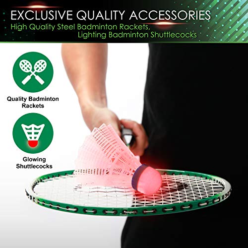 E-Jetsport Badminton Net Outdoor Game Set, Rackets Shuttlecocks Combo For Kids & Family Portable, No Tools Required - Backyard Training, Beach, Park, Picnic Games, Green (Eob37540) #TOP3