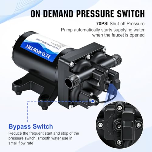 Image of ECO-WORTHY 110V AC Fresh Transfer Diaphragm Water Pump On Demand 5.5GPM 70PSI High Pressure Water Booster Pump 110 Volt with Pressure Switch for Irrigation Garden Hose Sprinkler Home RV