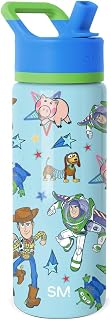Simple Modern Kids Summit Water Bottle with Straw Lid | Disney Toy Story 18oz Stainless Steel Cup Insulated Tumbler for Boys, School | Buzz and Woody Adventures