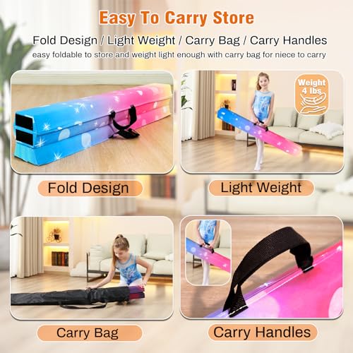 Image of Marfula 6 FT / 8 FT / 9 FT Folding Gymnastics Beam Foam Balance Floor Beam