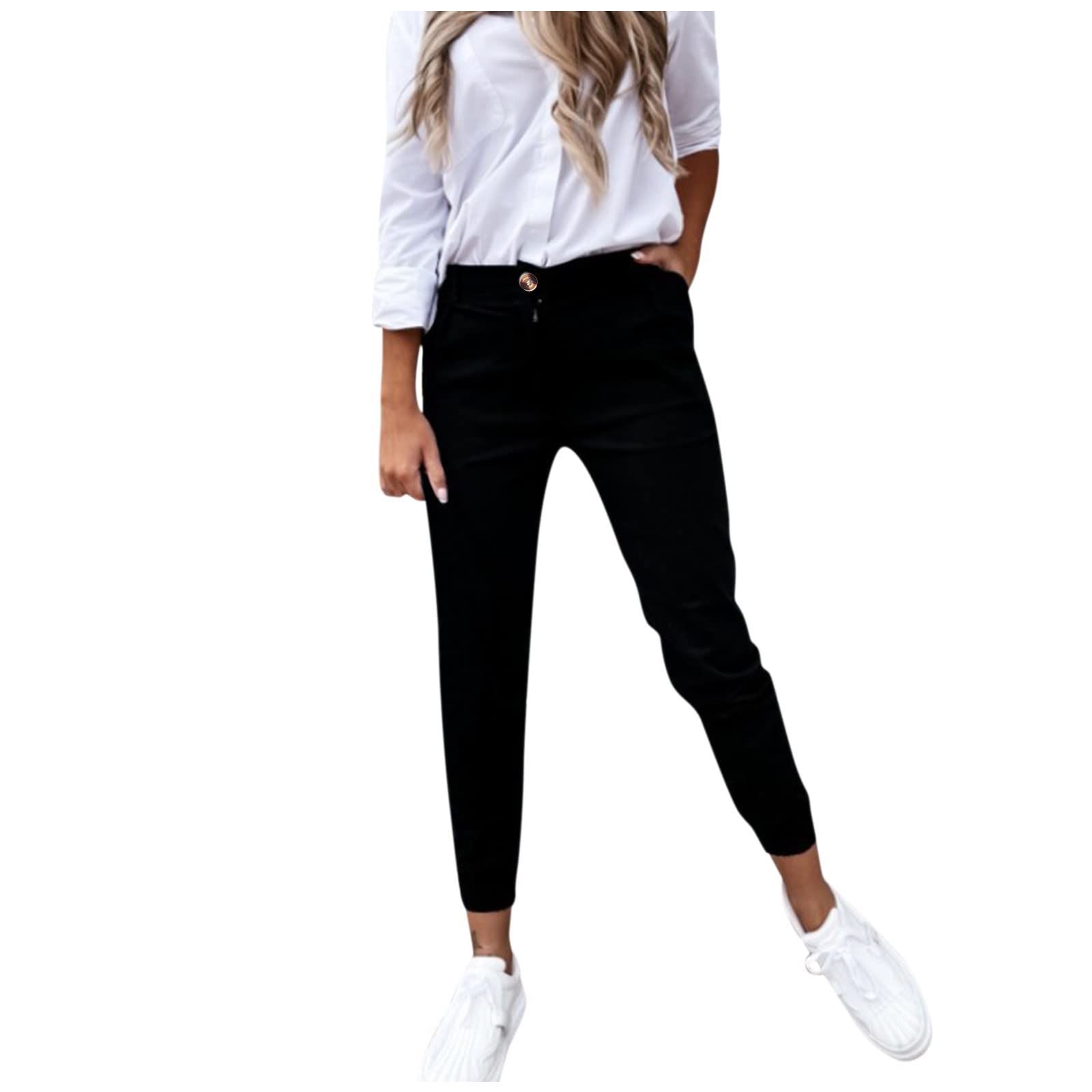 QWENTMTNTY Business Work Pants for Women Office Stretch Skinny High Waisted Pants Casual Dressy Pants Summer Trousers