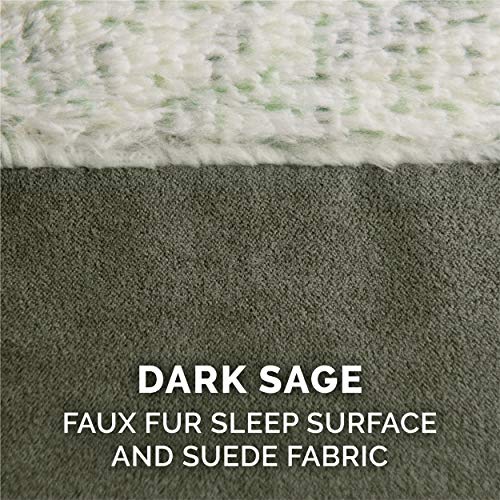 Furhaven Memory Foam Dog Bed for Medium/Small Dogs w/ Removable Bolsters & Washable Cover, For Dogs Up to 35 lbs - Two-Tone Plush Faux Fur & Suede L Shaped Chaise - Dark Sage, Medium by Furhaven - Image 7