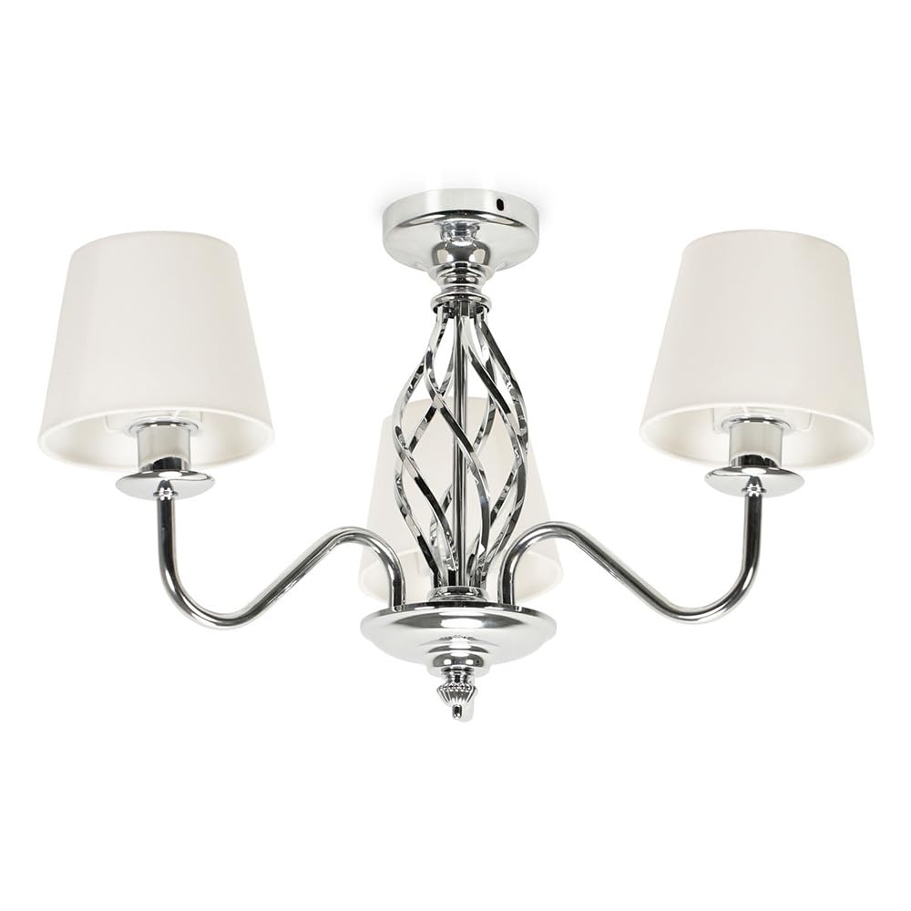 Valuelights Silver Chrome | Traditional Cream Standing Floor Lamp With Fabric Lampshade | Home Décor, Bedside & Desk Lamp