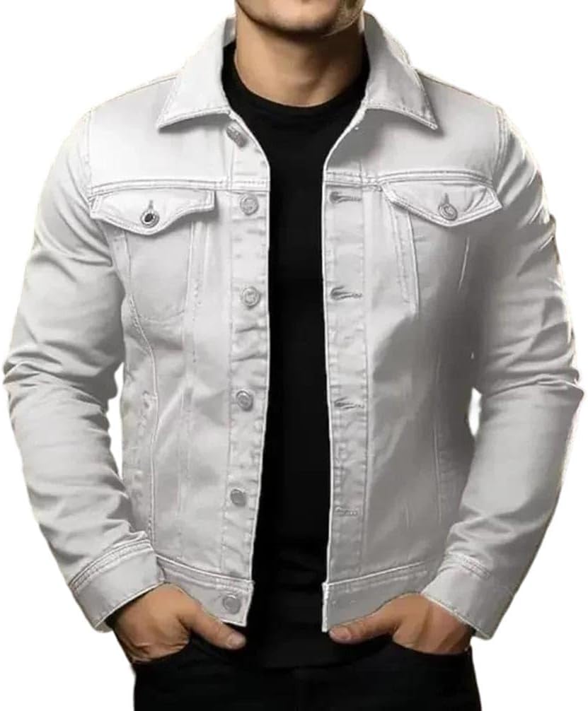 Men's Fashion Casual Jacket Washed Denim Top Loose Denim Jacket