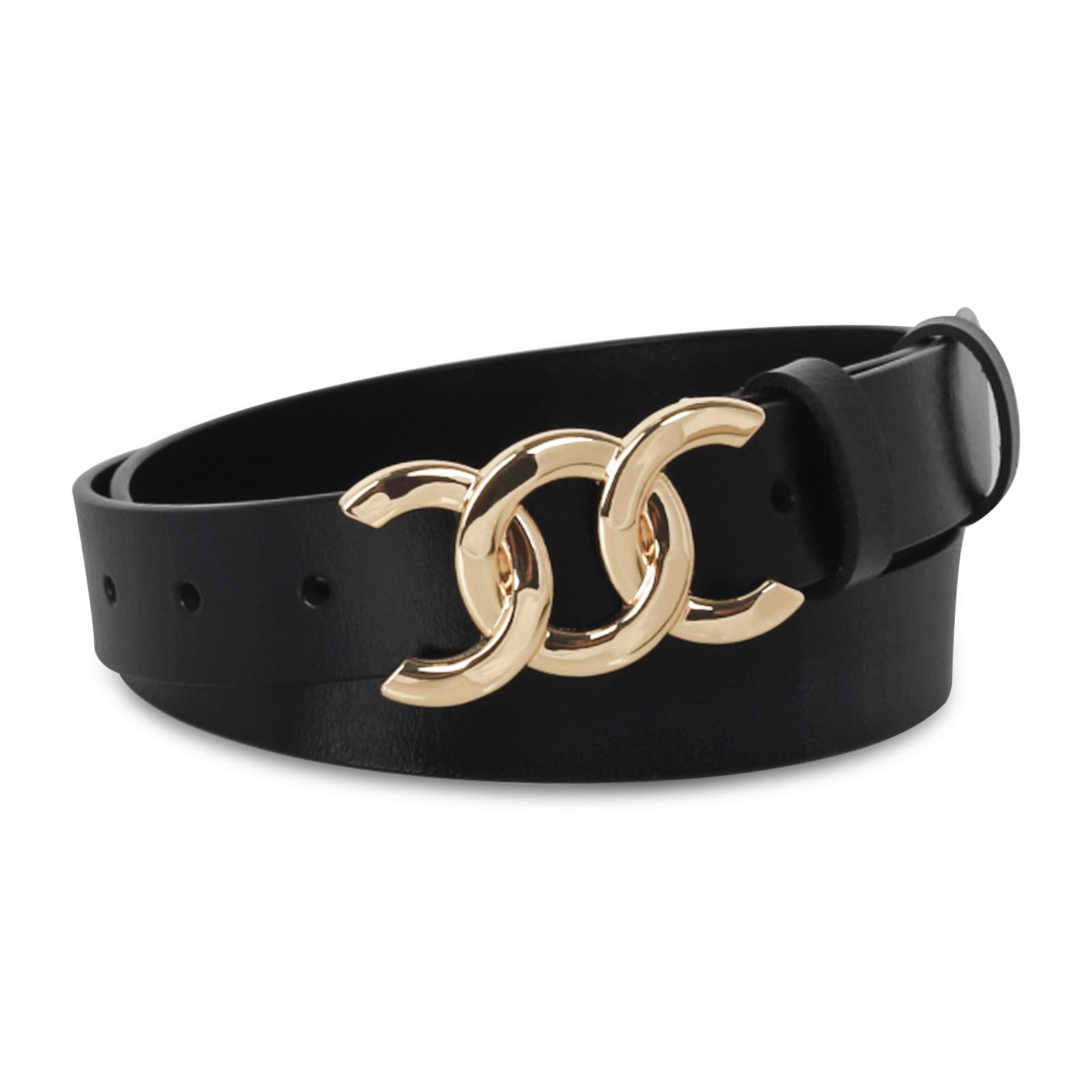 Women's Leather Belt with Buckle - Ideal for Dresses, Jeans, and Coats