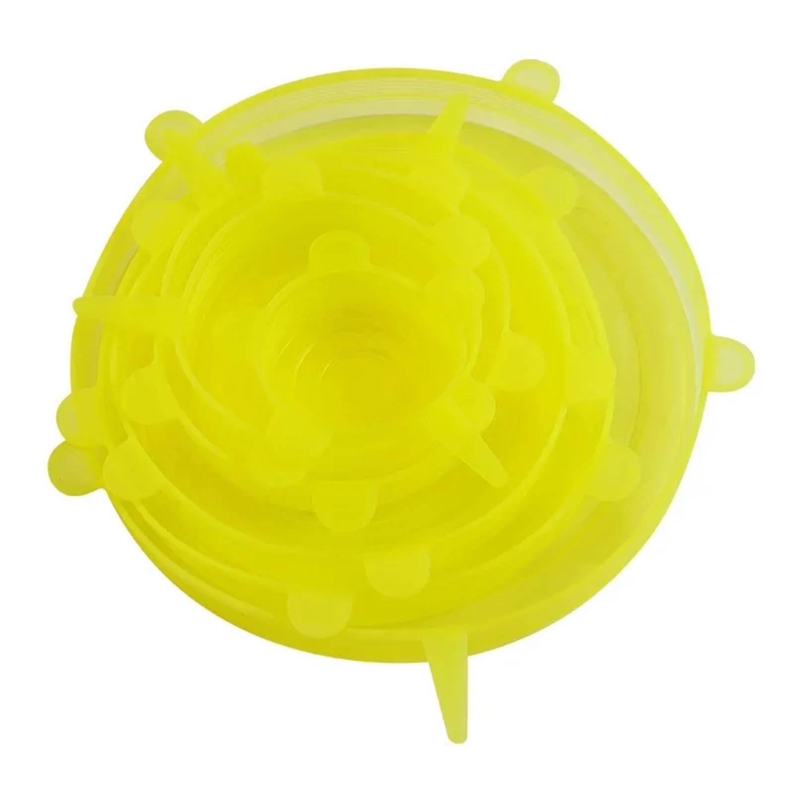 3Sets Reusable Silicone Fresh-Keeping Covers – 6 Sizes, Dishwasher Safe, Kitchen Set for Bowls Jars(Yellow)