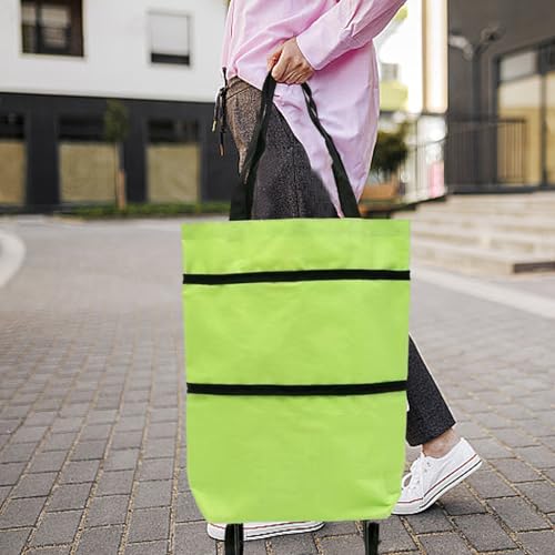 Ungtyb Sac à provisions avec Roues | Sac De Transport Pliable Et Portable,Sac Oxford pour Voyage Maison Camping Vacances Linge – vue 2
