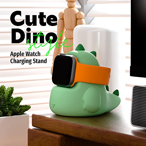 ELETIUO Charger Stand Compatible with Apple Watch Series Ultra2/Ultra/10/9/8/SE2/7/6/SE/5/4/3/2/1 (49/46/45/44/42/41/40/38mm),Dinosaur iWatch Charging Dock,Supports Nightstand Mode,Mint Green by ELETIUO - Image 2
