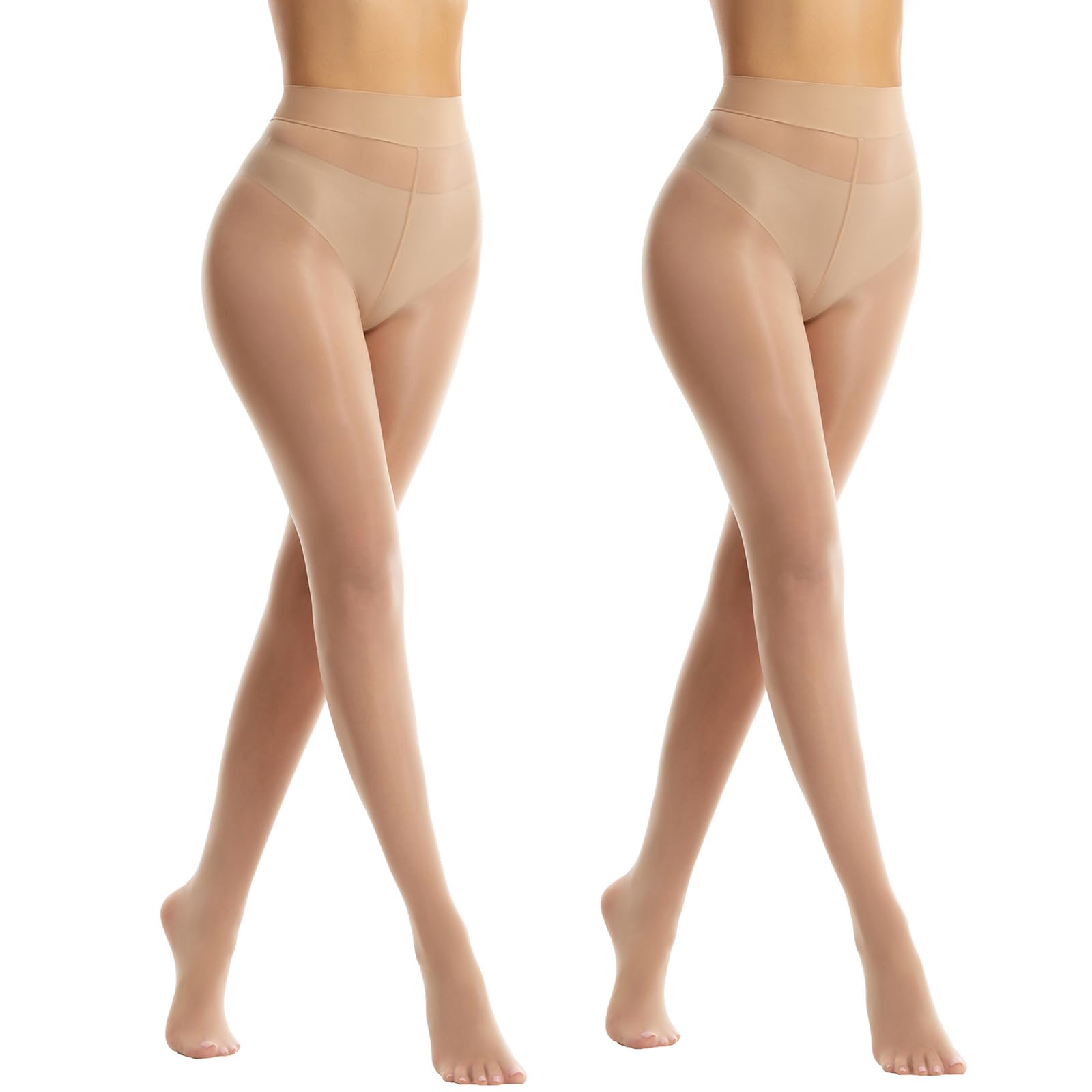 ViyonganShiny Pantyhose for Women Ultra Oil Shimmer Tights High Waist Dance Tights Run Resistant 2 Pairs