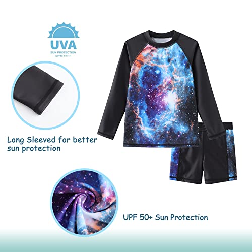 Image of Girls Rash Guard Set for Girls Long Sleeve Swimsuits Hawaiian Two Piece Bathing Suits Swimwear Set
