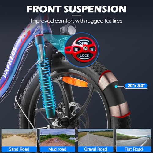 Fafrees F20 Pro Folding Electric Bike, 20 * 3.0 INCHES Fat Tire Electric Bikes for Adults, 36V 18Ah Removable Battery, 70-150km Range Ebike for Men Ladies | UK Stock (Aurora blue) - Image 5