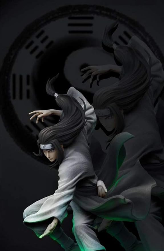 Amazon Com Naruto Hyuga Neji Byakugan Bagua Palm 1 7 Scale Figure With Double Led Light Double Head Small Bust With Free Head Metal Nameplate Toys Games