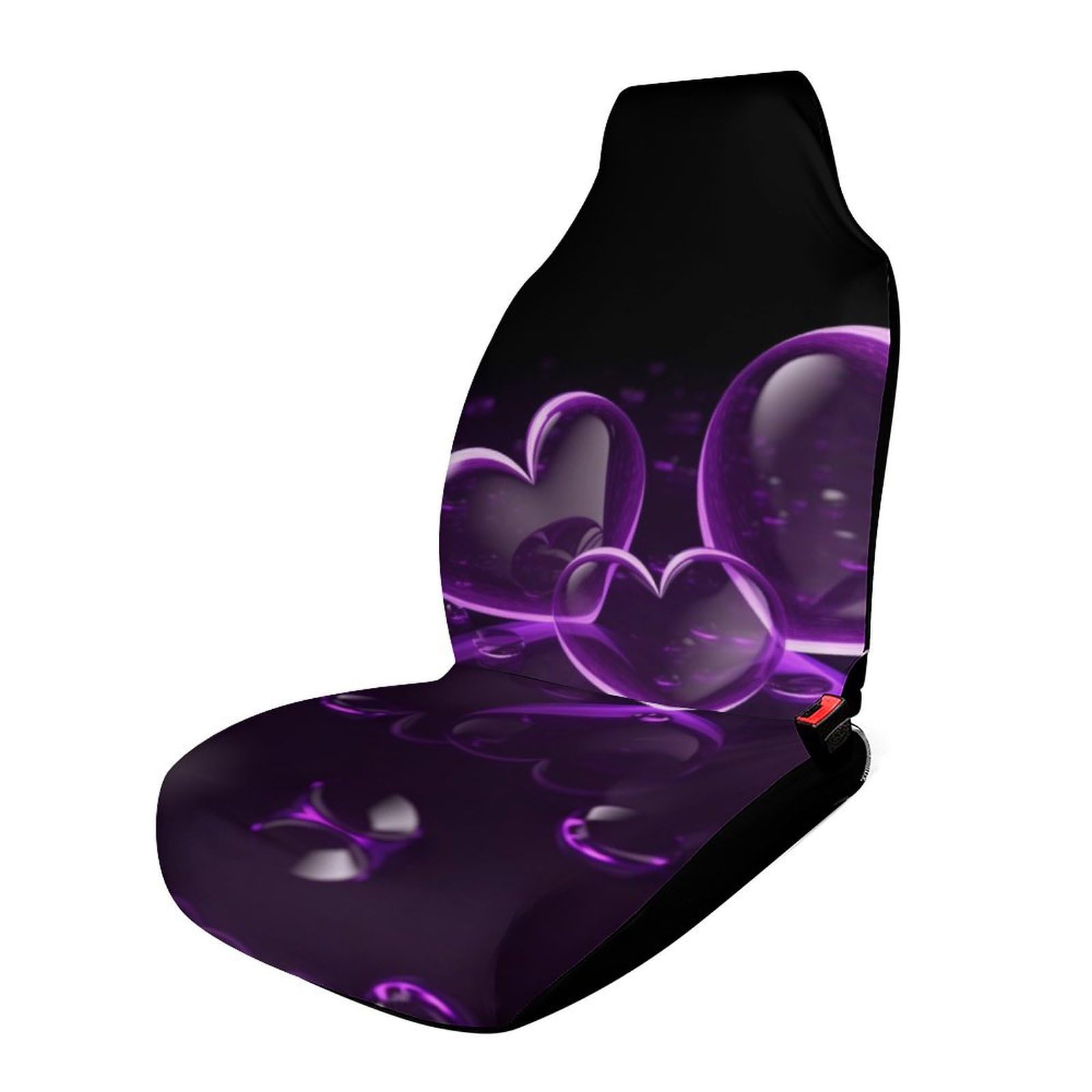 Protection de siège auto élastique imprimée cœurs violets