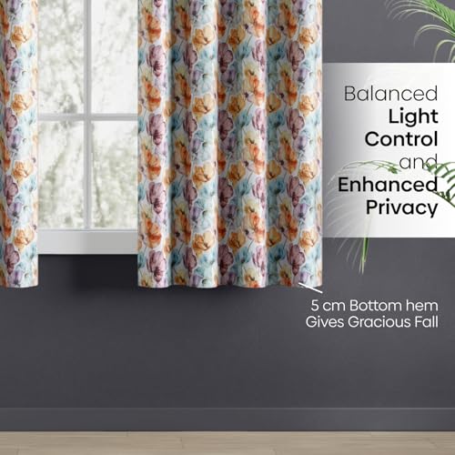 Image of haus & kinder Blackout Window Curtains 5 Feet Long Pack of 2 Window Curtains, 5 Feet Curtains for Window, 100% Room Darkening (Royal Garden, 114x152 CM)