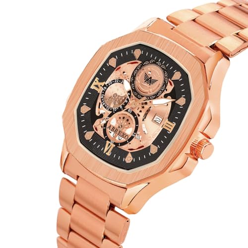 Image of Godfather Square Chrono Look New Golden Date Working Stainless Steel Strap Boys Analog Watches