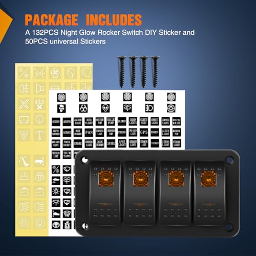 Nilight 4 Gang Rocker Switch Panel w/Orange LED Light 5Pin ON Off Pre-Wired by Nilight - Image 9
