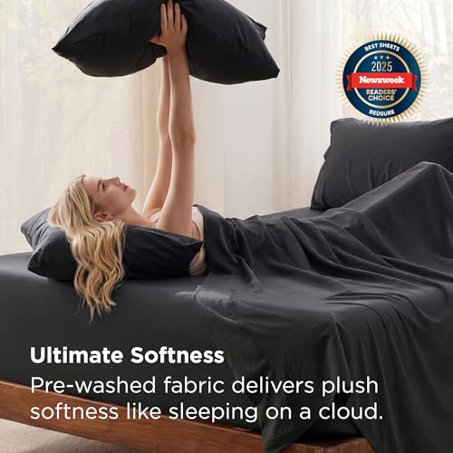 Image of Bedsure Full Size Bed Sheets, 6 Piece, Prewashed Ultra-Soft, 18-inch | Extra Deep Pocket, Breathable, Secure Fit, Hotel Luxury Bedding, Dual Side Pockets, Fade Resistant, For Air Mattress