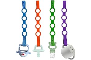 Smaulife Toy Safety Straps - 4 Pack Premium Silicone Pacifier Clips for Baby Essentials